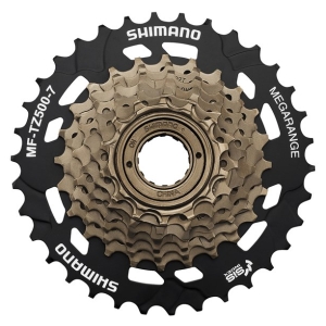 Shimano TZ500-7 freewheel - 7 speed, 14-34 tanden, zwart / bruin